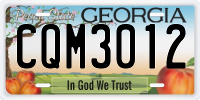 GA license plate CQM3012