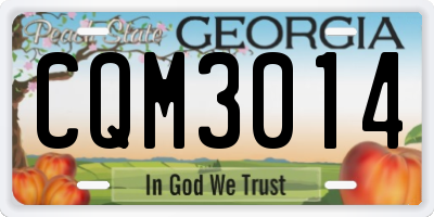 GA license plate CQM3014