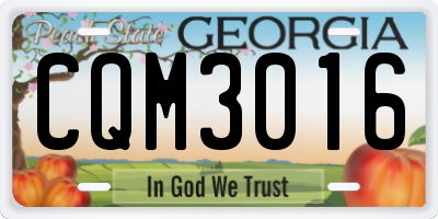 GA license plate CQM3016