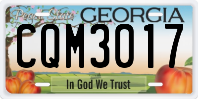 GA license plate CQM3017