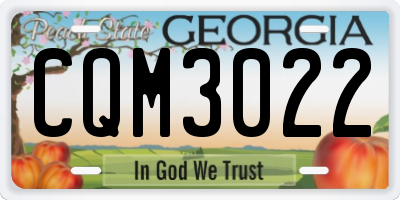 GA license plate CQM3022
