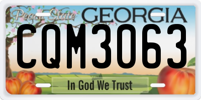GA license plate CQM3063