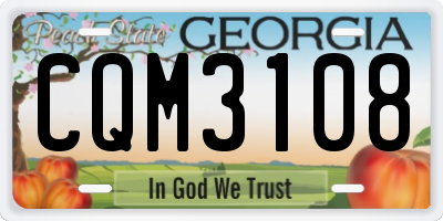 GA license plate CQM3108