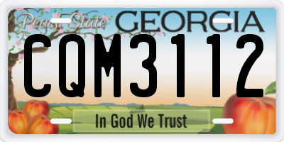 GA license plate CQM3112