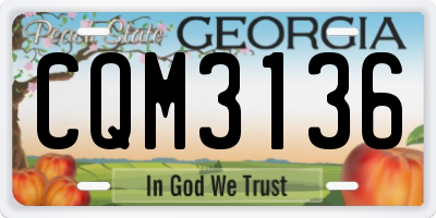 GA license plate CQM3136