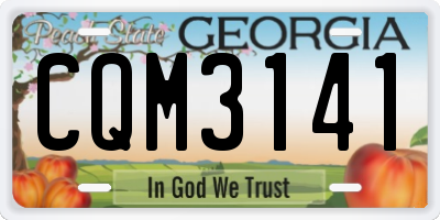 GA license plate CQM3141