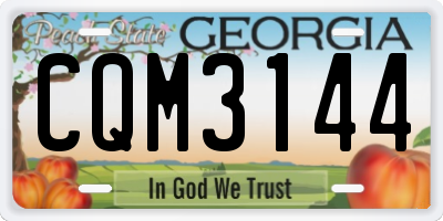 GA license plate CQM3144