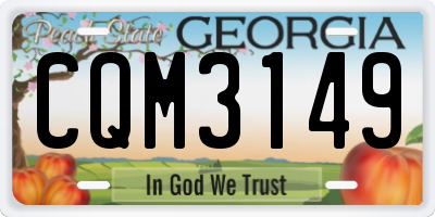 GA license plate CQM3149