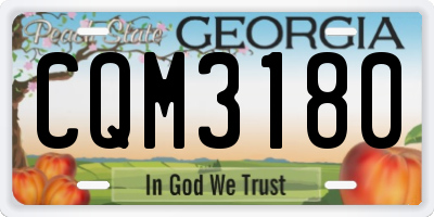 GA license plate CQM3180