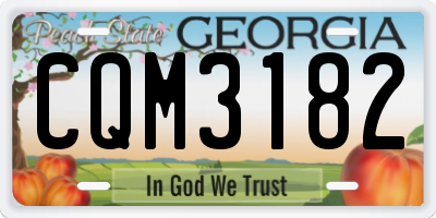 GA license plate CQM3182