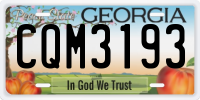 GA license plate CQM3193