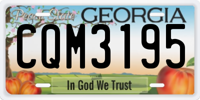GA license plate CQM3195