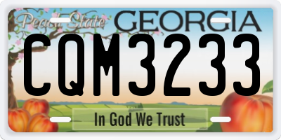 GA license plate CQM3233
