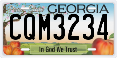 GA license plate CQM3234