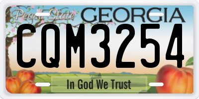 GA license plate CQM3254