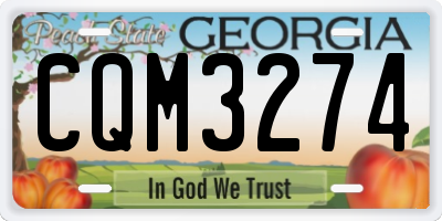 GA license plate CQM3274