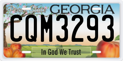 GA license plate CQM3293