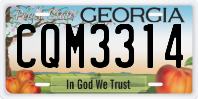 GA license plate CQM3314