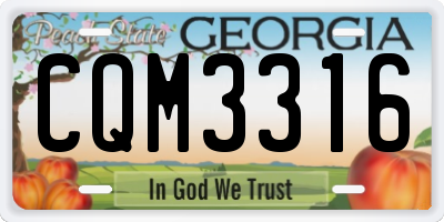 GA license plate CQM3316