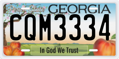GA license plate CQM3334