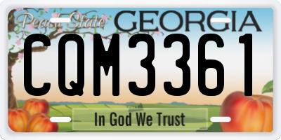 GA license plate CQM3361