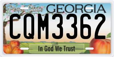 GA license plate CQM3362