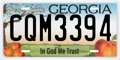 GA license plate CQM3394