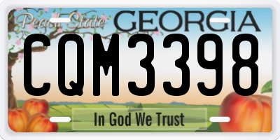 GA license plate CQM3398