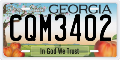 GA license plate CQM3402