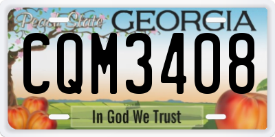 GA license plate CQM3408