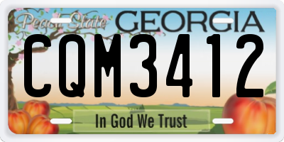 GA license plate CQM3412