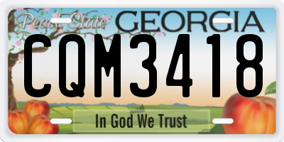 GA license plate CQM3418
