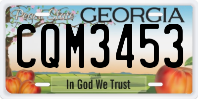 GA license plate CQM3453