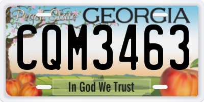 GA license plate CQM3463