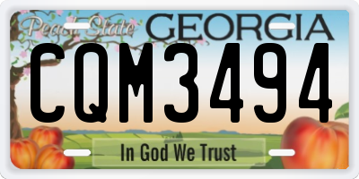 GA license plate CQM3494