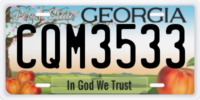 GA license plate CQM3533