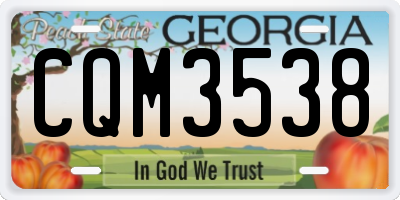 GA license plate CQM3538