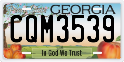 GA license plate CQM3539