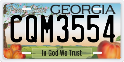 GA license plate CQM3554