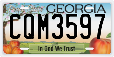GA license plate CQM3597