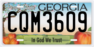 GA license plate CQM3609