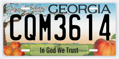 GA license plate CQM3614