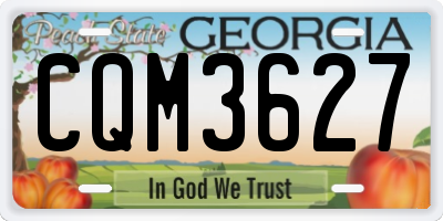 GA license plate CQM3627