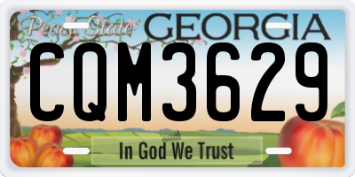 GA license plate CQM3629