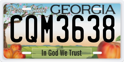 GA license plate CQM3638