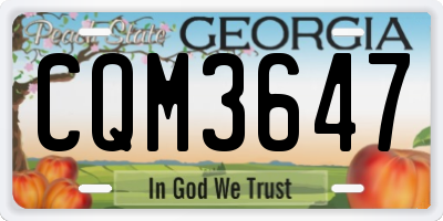 GA license plate CQM3647