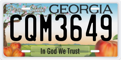GA license plate CQM3649