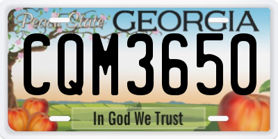 GA license plate CQM3650