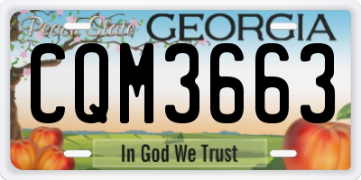 GA license plate CQM3663
