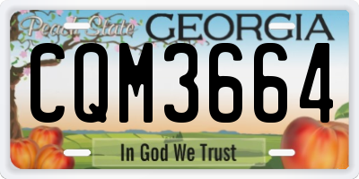 GA license plate CQM3664